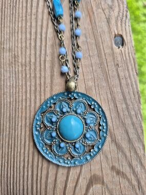 Turquoise Filigree Pendant Necklace - Women Jewelry